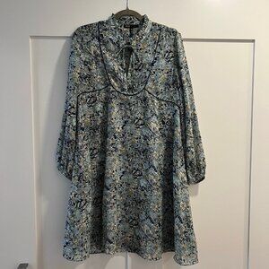 Maje Printed Chiffon Dress, L, 40, Blue bouquet